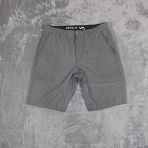 RVCA Hybrid Chino Shorts Men 31 Gray Plain 10"inseam Stretch